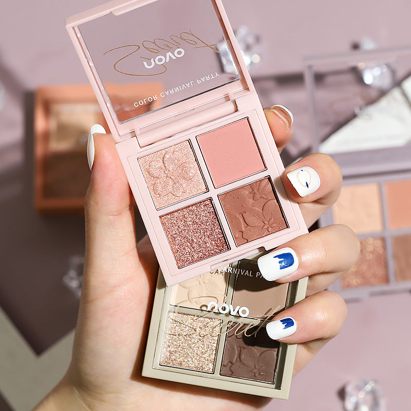 NOVO Sakura Story four-color eyeshadow palette for beginners, beginners, earth-tone daily light makeup eyeshadow palette