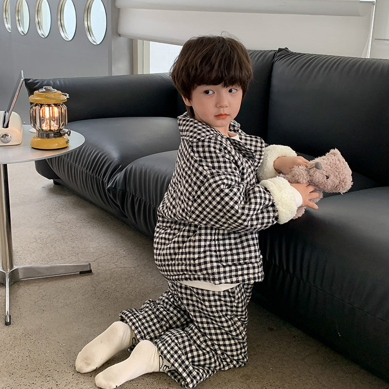Elmo Beibei ကလေးများအတွက် ဆောင်းရာသီ ကတ္တီပါထူထူ အင်္ကျီဝတ် ယောက်ျားလေးများနှင့် မိန်းကလေးများအတွက် ချည်သားအနွေးထည် အိမ်တွင်းဝတ်များ