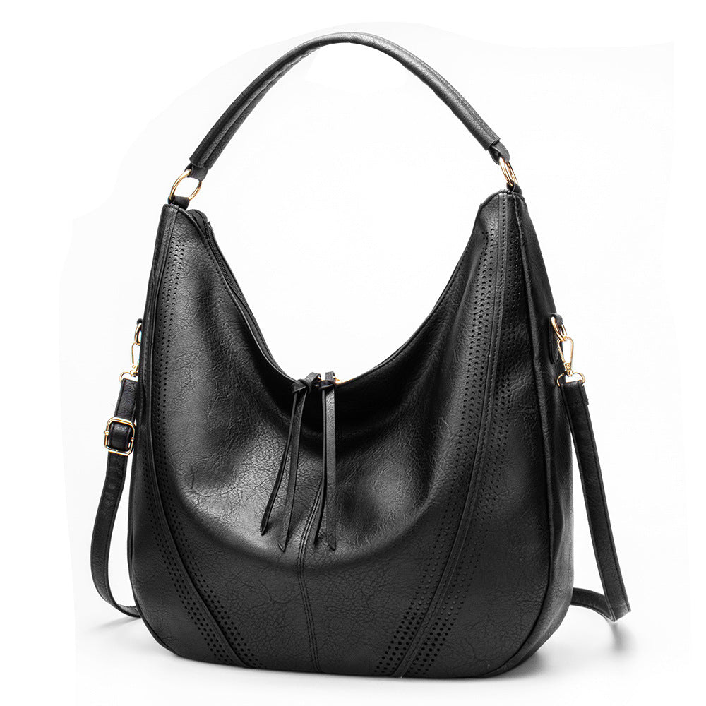 Women's bag 2023 new solid color foreign trade tassel mother-in-law bag large capacity shoulder tote bag European and American fashion shopping bag