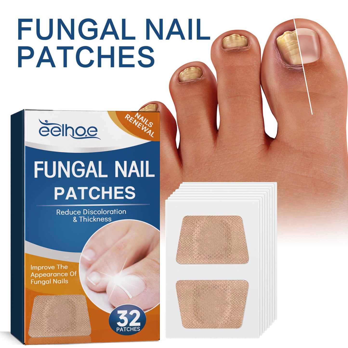EELHOE Toenail Repair Patch Onychomycosis Care Toenail Soft Nail Ingrown Toenail Thickening Bright Nail Groove Repair Patch
