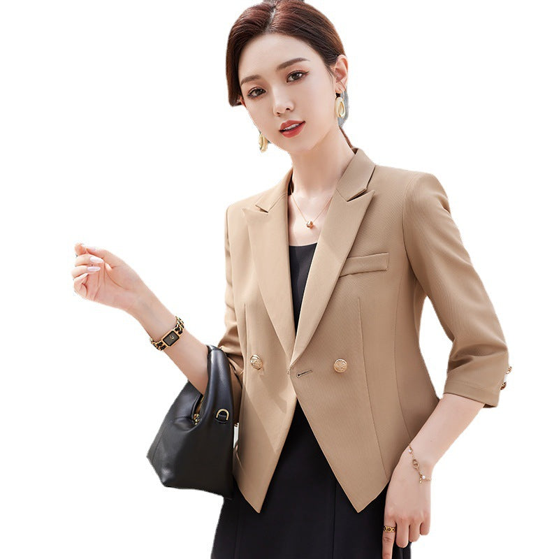 小西装女2023新款春装韩版七分袖修身薄款休闲短外套气质西服上衣