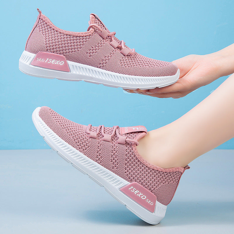 鞋子女2023新款外贸女鞋飞织单鞋软底透气shoes休闲运动鞋女
