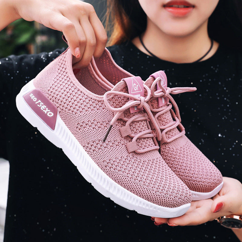 鞋子女2023新款外贸女鞋飞织单鞋软底透气shoes休闲运动鞋女
