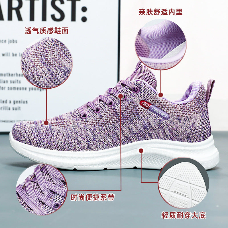 鞋子女2023秋季新款外贸飞织女鞋跨境shoes软底休闲运动鞋女