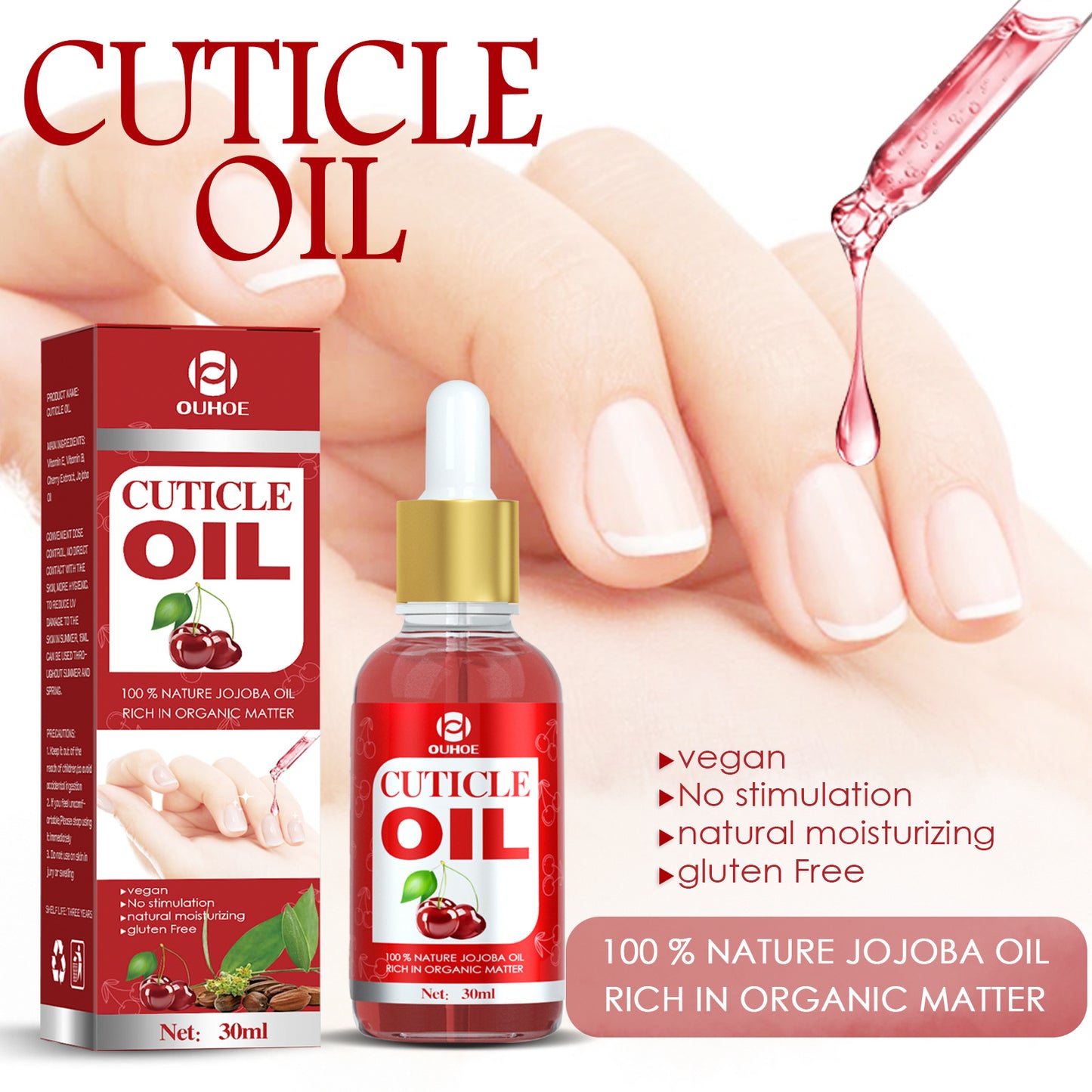 OUHOE cuticle oil strengthens nail cuticles, removes cuticles, moisturizes and nourishes nail edge armor oil