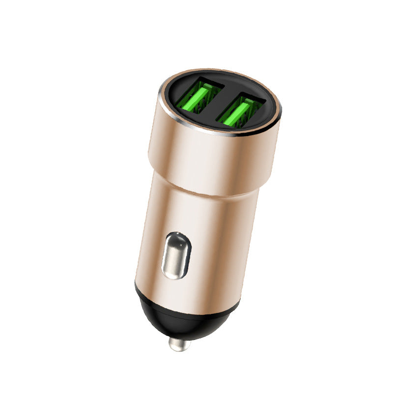 乐糖3.4A快充迷你车充双USB输出铝合金属汽车点烟器车载5V充电器