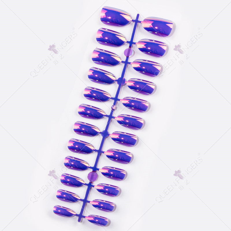 Zhifei manicure finished product 24 pieces of electroplated magic mirror Internet celebrity chameleon neon nail patches nail wear