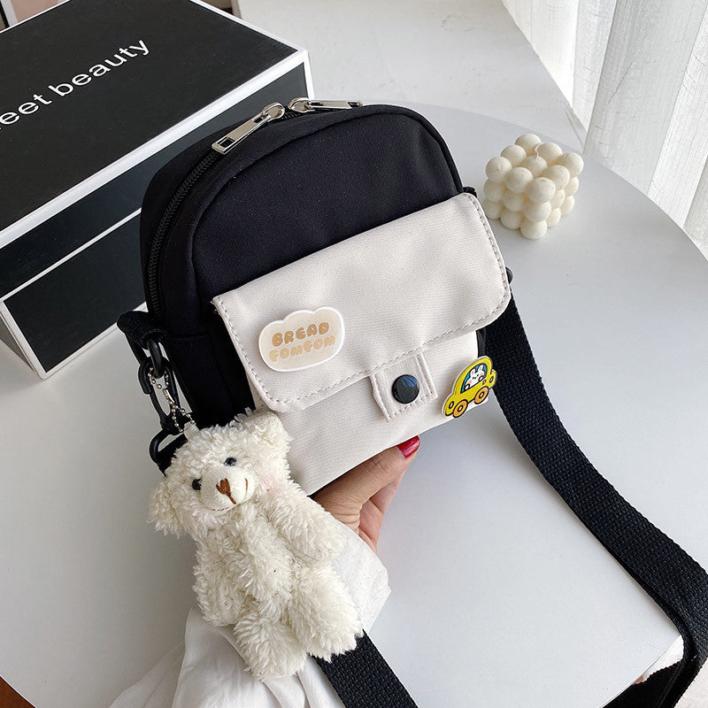 Canvas small bag women's crossbody lightweight shoulder bag 2021 new summer small fresh and cute student mobile phone bag