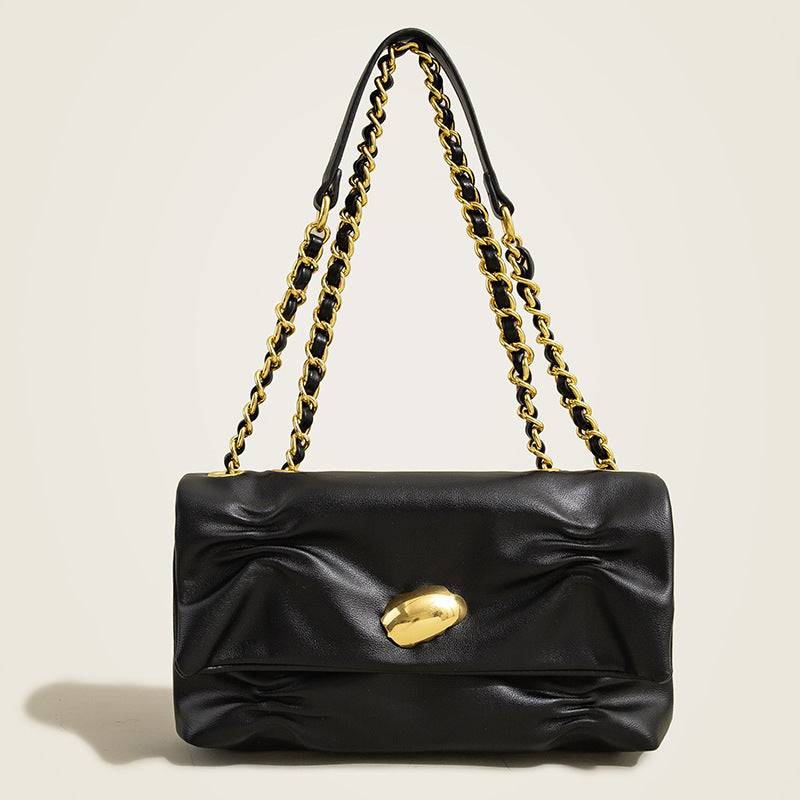 Underarm bag 2023 new pleated chain high-end women's bag niche bag design simple shoulder crossbody bag wholesale
