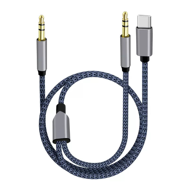 佰通二合一AUX音频线ios手机车载音箱耳机听歌安卓转换连接线工厂