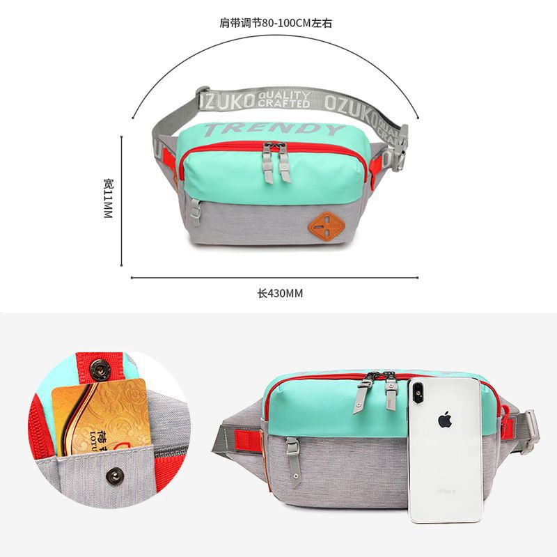 Ozuko's new sports crossbody waist bag, Korean style waterproof crossbody bag, trendy men's multifunctional trendy chest bag for men