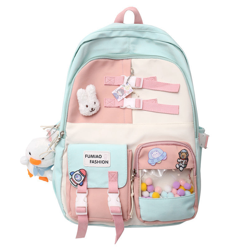 Contrast color backpack ins backpack wholesale Ruiying college student Korean style backpack large capacity middle school student schoolbag female