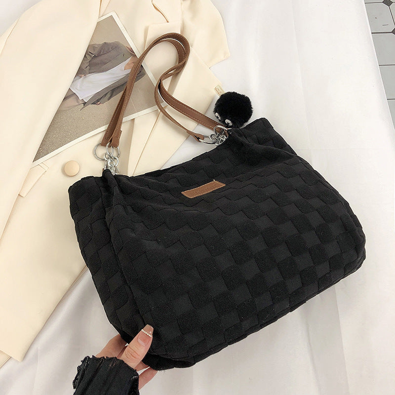 潮流时尚女士单肩斜挎包帆布包包女大容量简约学生上课通勤托特包