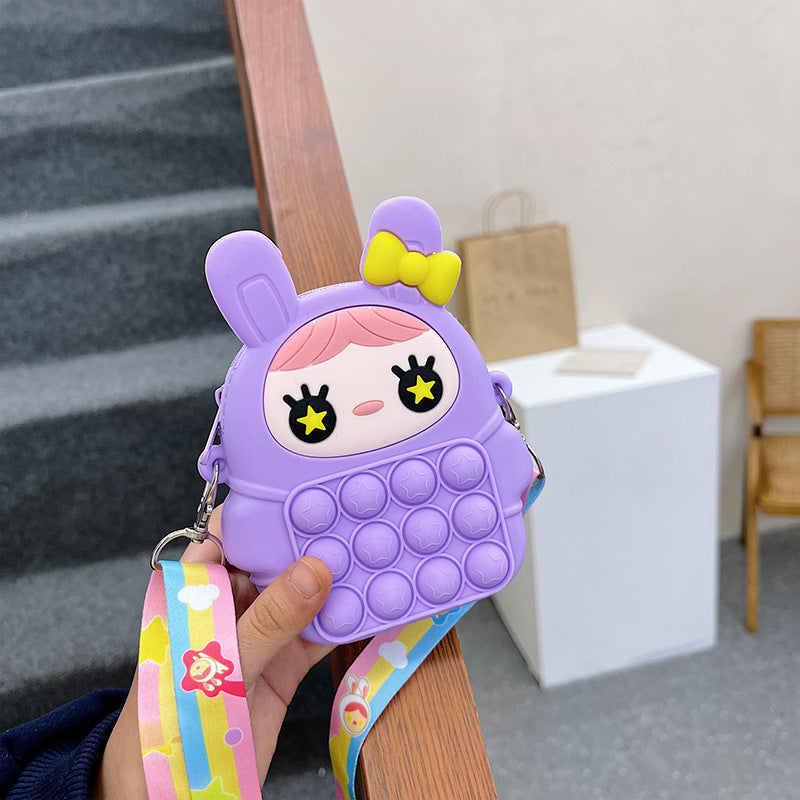 Cartoon Doll Pinch Toy Children's Bag Baby Cute Silicone Coin Purse Mini Children's Crossbody Bag Wholesale