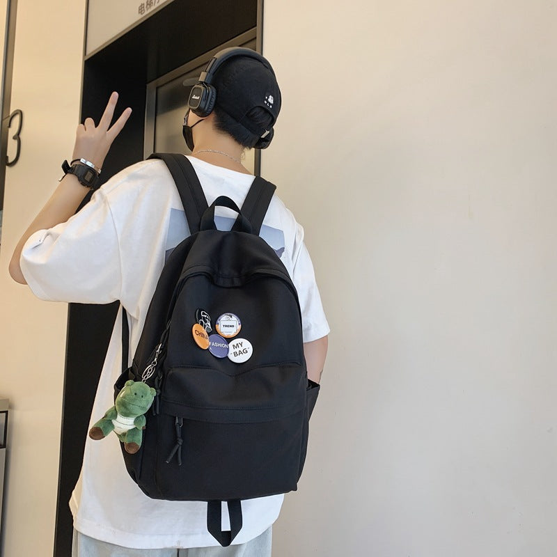 2023 new Korean version Harajuku ulzzang middle school student schoolbag simple large capacity Japanese solid color campus backpack