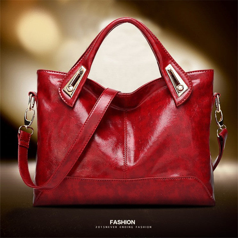Bags 2023 New Fashion Simple Women's Bag Oil Waxed Leather Women's Shoulder Crossbody Handbag Wholesale Handbag Leather Bag
