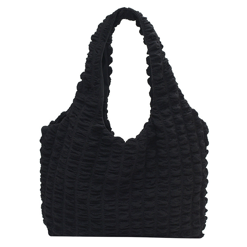 Korean ins girly style cloud puff flower shoulder bag women 2023 new summer canvas simple handbag