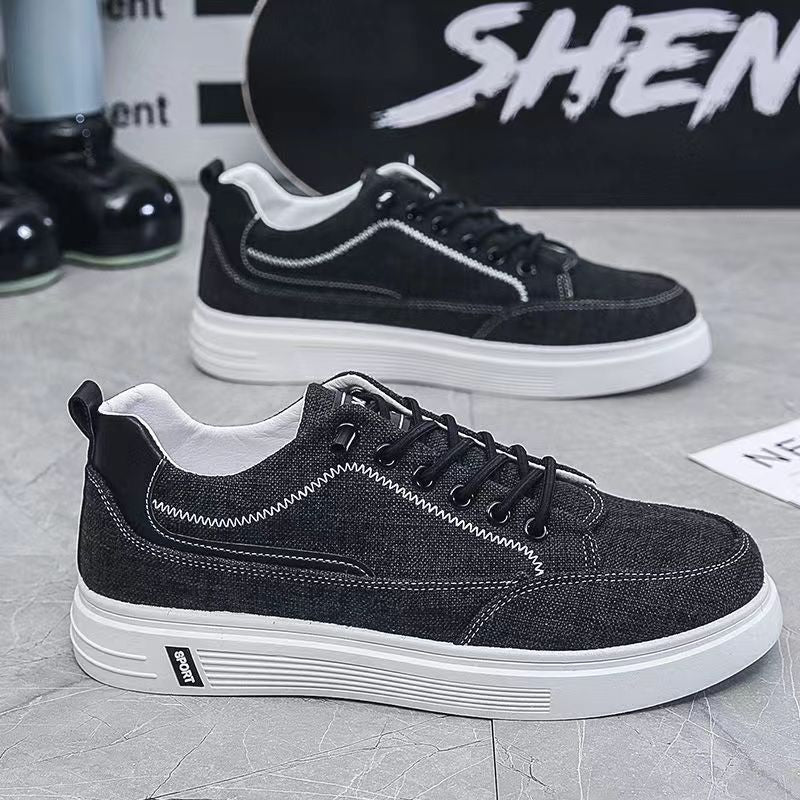 Ice silk shoes men's summer breathable thin canvas casual sneakers slip on men's soft bottom non-slip all-match big toe shoes