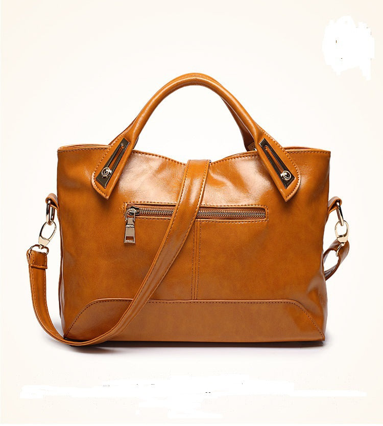 Bags 2023 New Fashion Simple Women's Bag Oil Waxed Leather Women's Shoulder Crossbody Handbag Wholesale Handbag Leather Bag