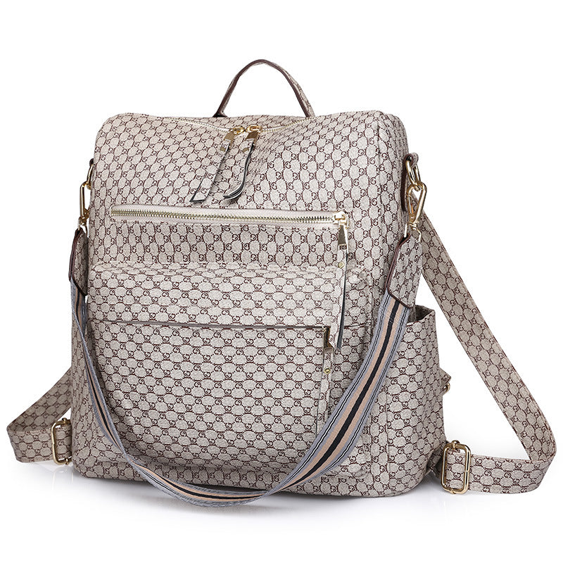 Cross-border backpack women's casual retro large capacity bag women's European and American retro PU backpack backpack
