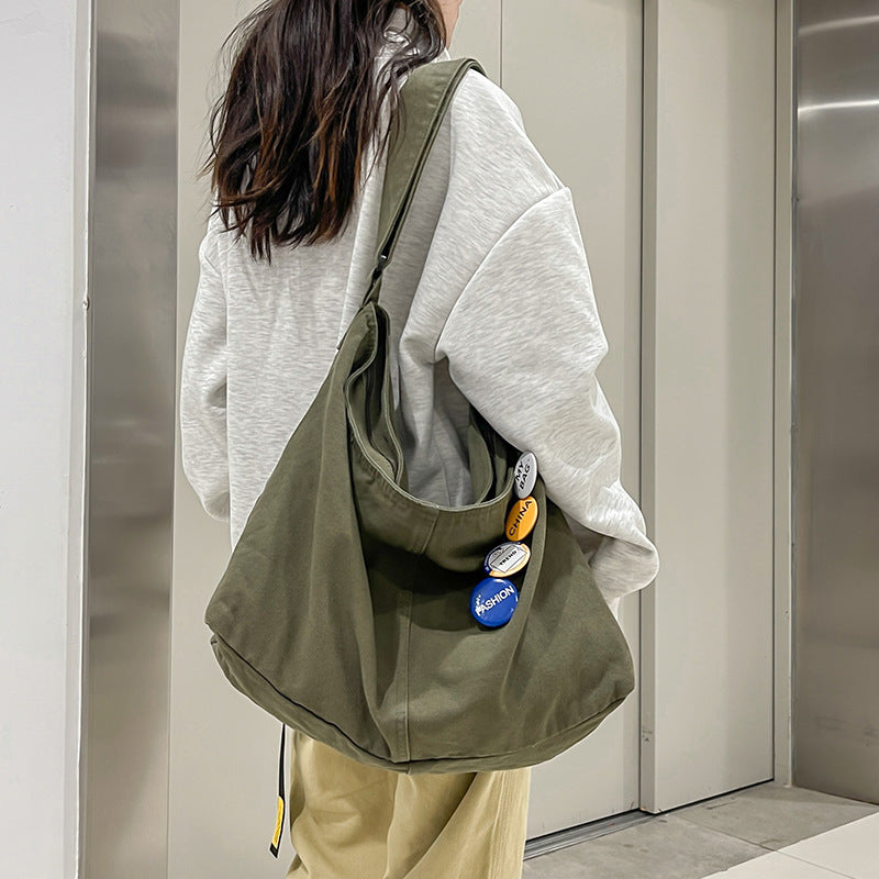 Crossbody bag female college student class bag female dual-use ins style Japanese style large capacity Ruiying canvas bag shoulder bag