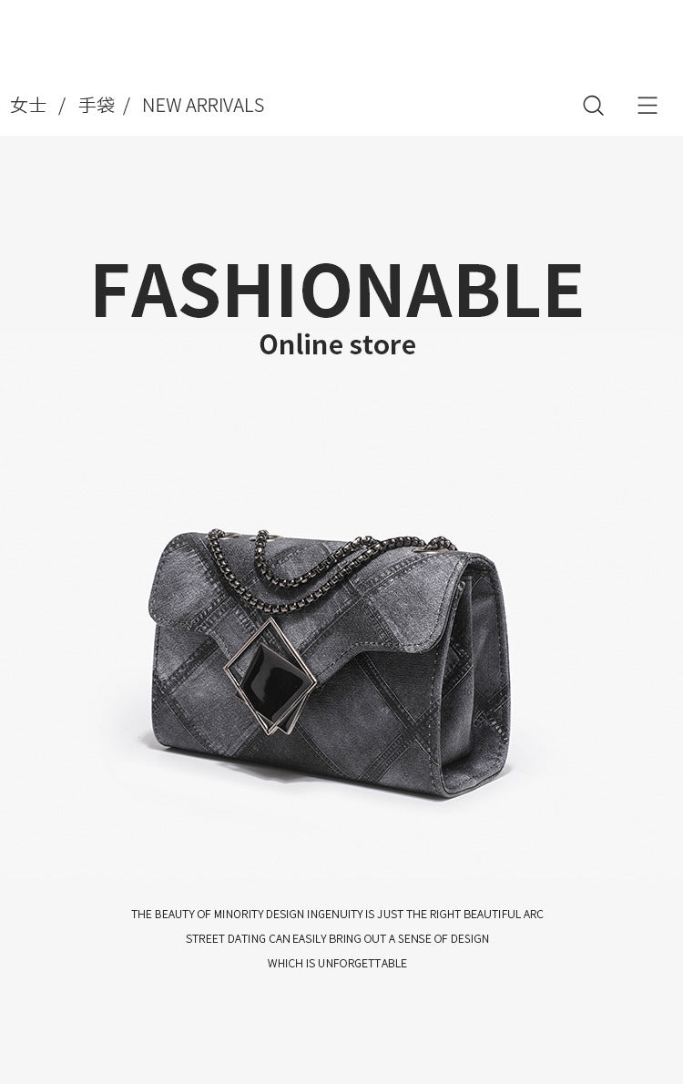 2023 new color and ink gradient small square bag, fashionable and personalized rhombus embossed chain crossbody women's bag, drop shipping