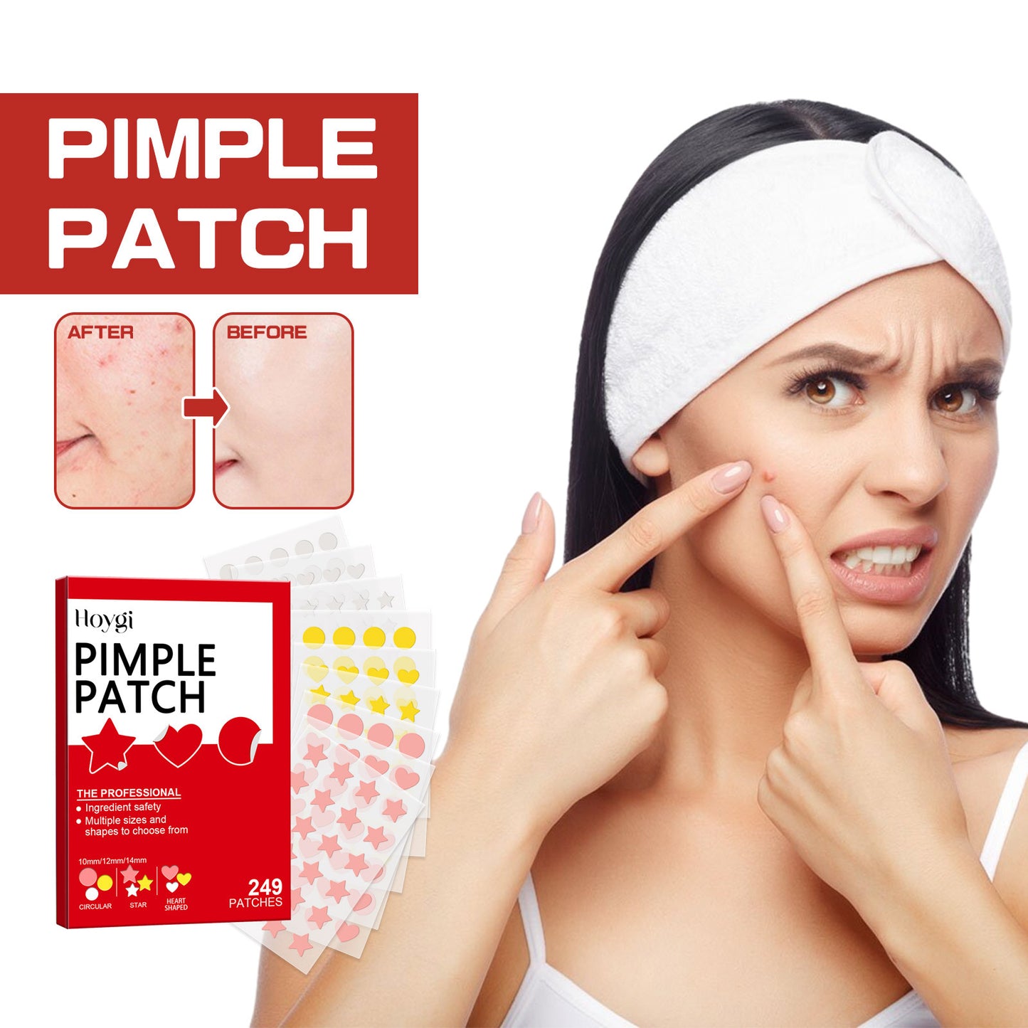 Hoygi facial color acne patch deeply moisturizes, reduces acne, repairs skin barrier, cute pattern