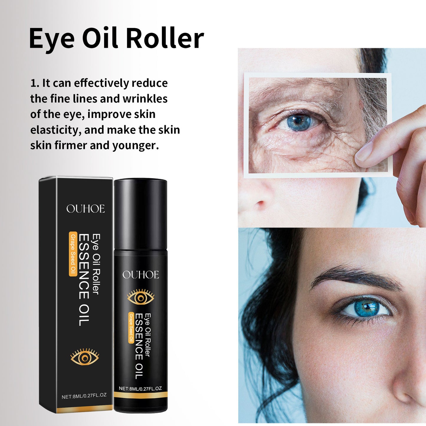 OUHOE Moisturizing Eye Essence Oil Nourishes, Hydrates, Firms and Firms the Skin Around the Eyes, Diminishes Fine Lines and Dry Lines Eye Cream