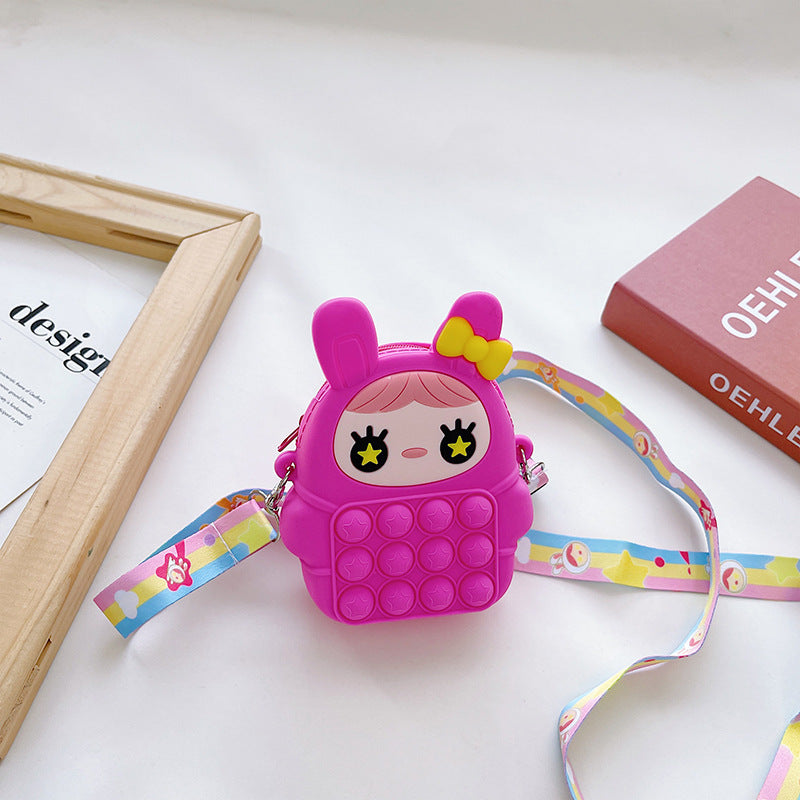 Cartoon Doll Pinch Toy Children's Bag Baby Cute Silicone Coin Purse Mini Children's Crossbody Bag Wholesale