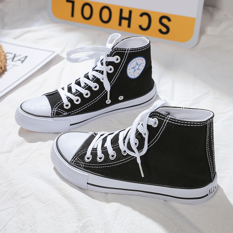 Couple classic canvas shoes men and women secondary vulcanized rubber shoes round toe wear-resistant students non-slip basic models B203