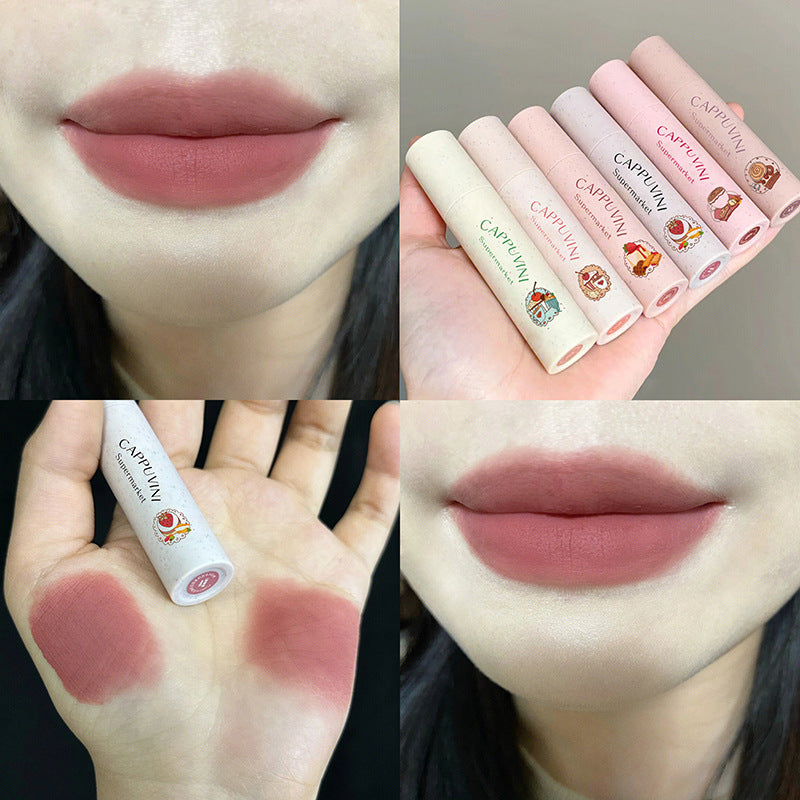 Cappuvini Lip Cream Velvet Matte Lipstick Soft Mist High-Looking Affordable Student Peach Matte Lipstick
