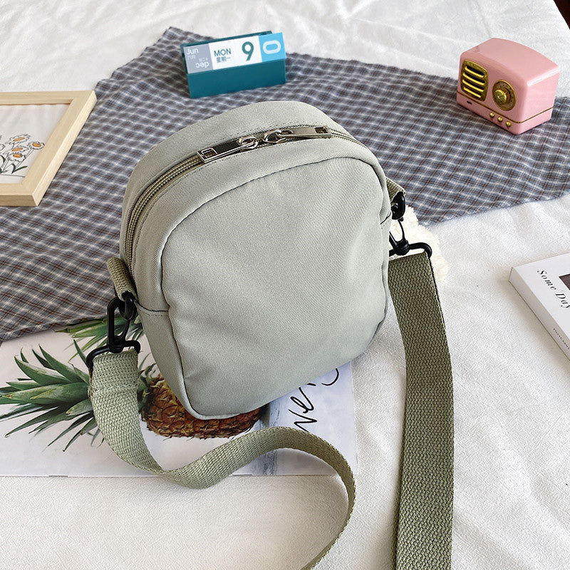 Canvas small bag women's crossbody lightweight shoulder bag 2021 new summer small fresh and cute student mobile phone bag