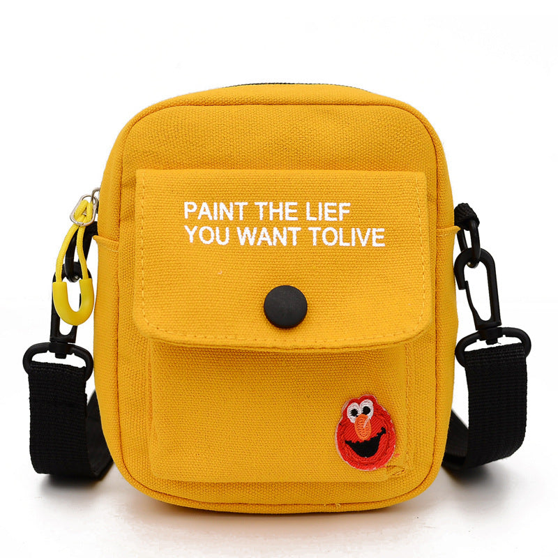 Korean version ins canvas crossbody bag women's bag new 2020 internet celebrity same style student small fresh hand shoulder bag