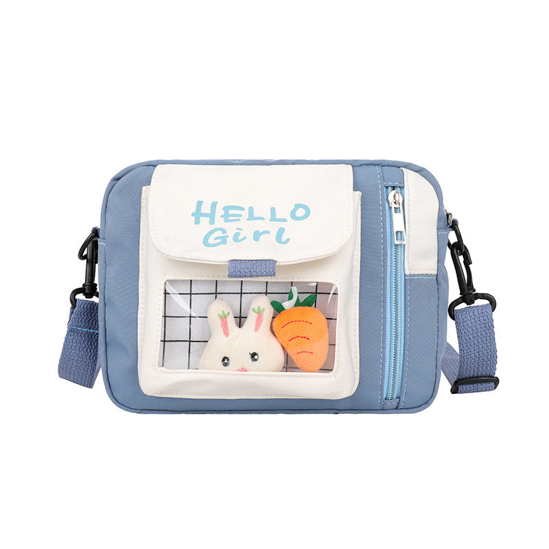 Canvas bag women's crossbody small bag ins style Japanese fresh style primary and secondary school students cute shoulder bag transparent jelly bag
