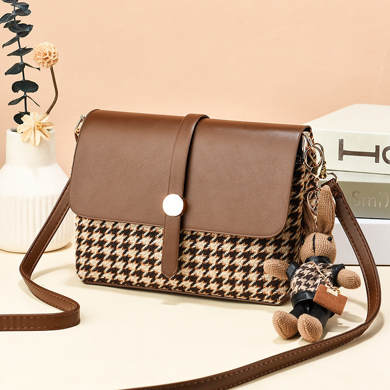 Manufacturer wholesale high-end niche houndstooth bag women's autumn and winter new fashion fashion single shoulder crossbody small square bag