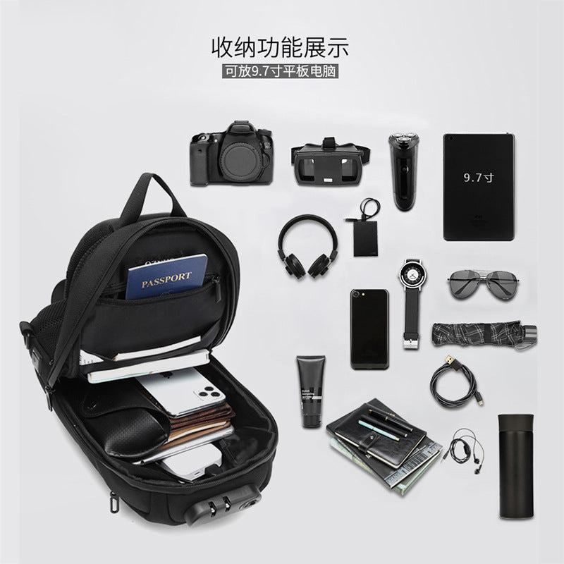 ozuko black crossbody bag large capacity sports men's chest bag outdoor tactical multifunctional men's bag shoulder bag