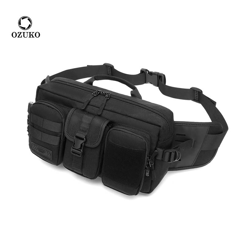 ozuko men's tactical waist bag outdoor waterproof men's bag crossbody bag sports waist bag multi-functional large capacity waist bag