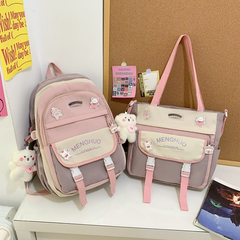 Middle school student schoolbag female junior high school student high school large capacity college student backpack Klein blue backpack male ins trend