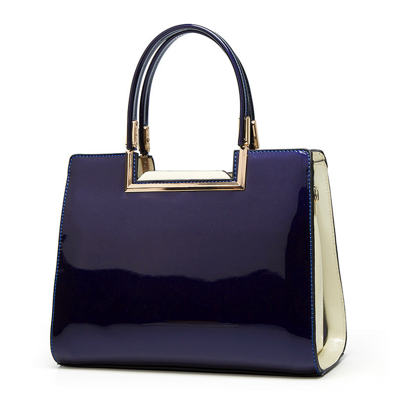 2023 patent leather women's bag middle-aged mother simple fashion trend handheld women's bag foreign trade shoulder women's bag one piece drop shipping