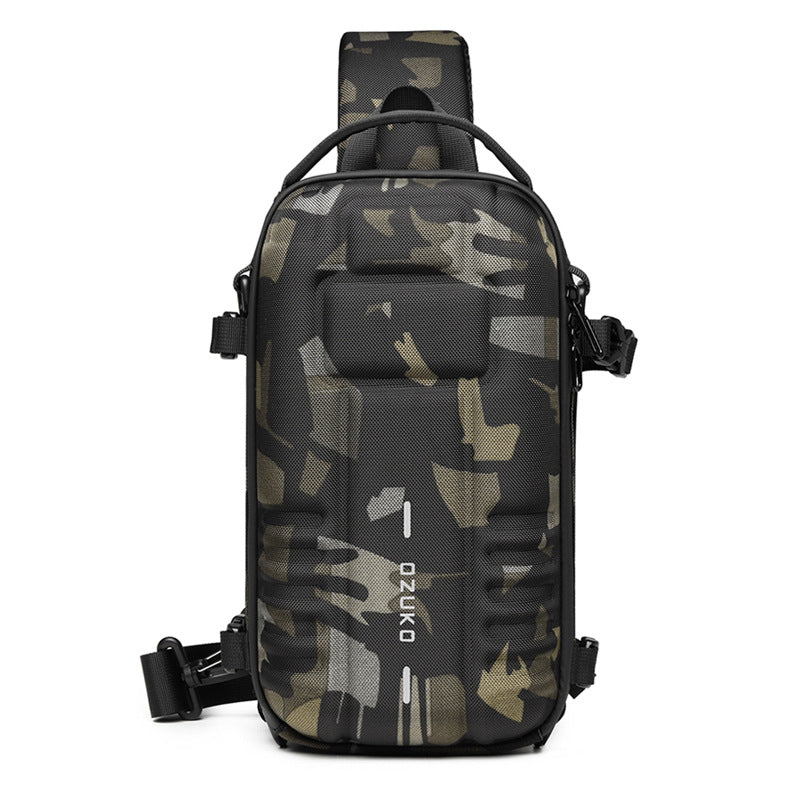 Ozuko's new hard shell chest bag men's sport functional men's shoulder bag outdoor tactical men's bag crossbody bag