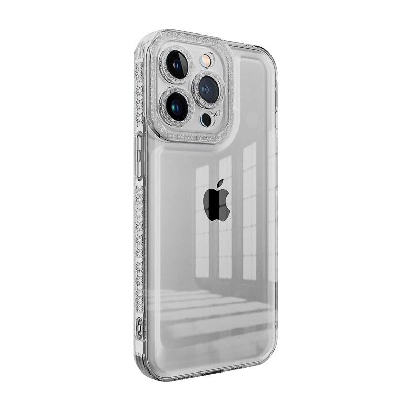 适用苹果14Plus手机防摔壳iphone13 12pro max闪钻透明镜头保护套