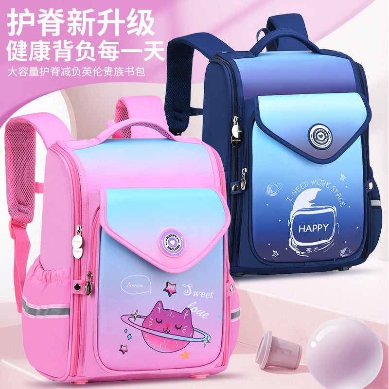 New schoolbags for primary school students 1--6th grade burden-reducing backpack integrated children's schoolbag can be printed with logo