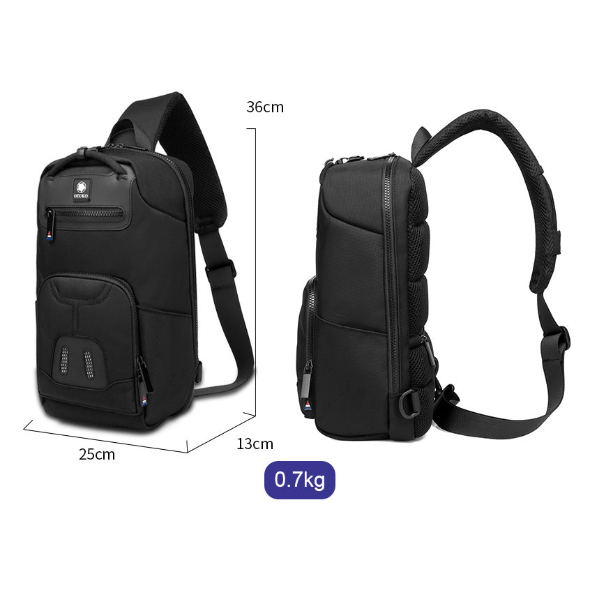 Ozuko new men's chest bag student shoulder bag waterproof Oxford cloth trendy brand large capacity men's crossbody bag