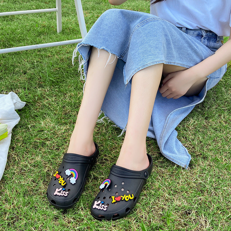 2022新款洞洞鞋女夏季时尚少女可爱外穿沙滩凉鞋包头鞋防滑拖鞋女
