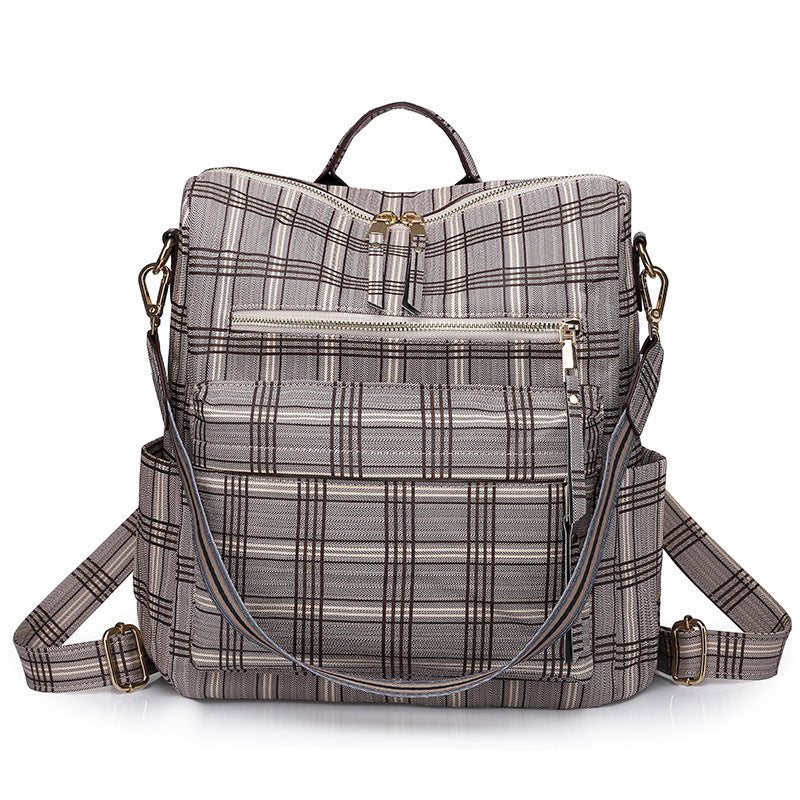 Cross-border backpack women's casual retro large capacity bag women's European and American retro PU backpack backpack