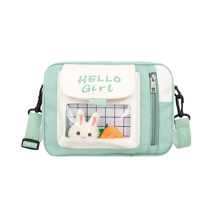 Canvas bag women's crossbody small bag ins style Japanese fresh style primary and secondary school students cute shoulder bag transparent jelly bag