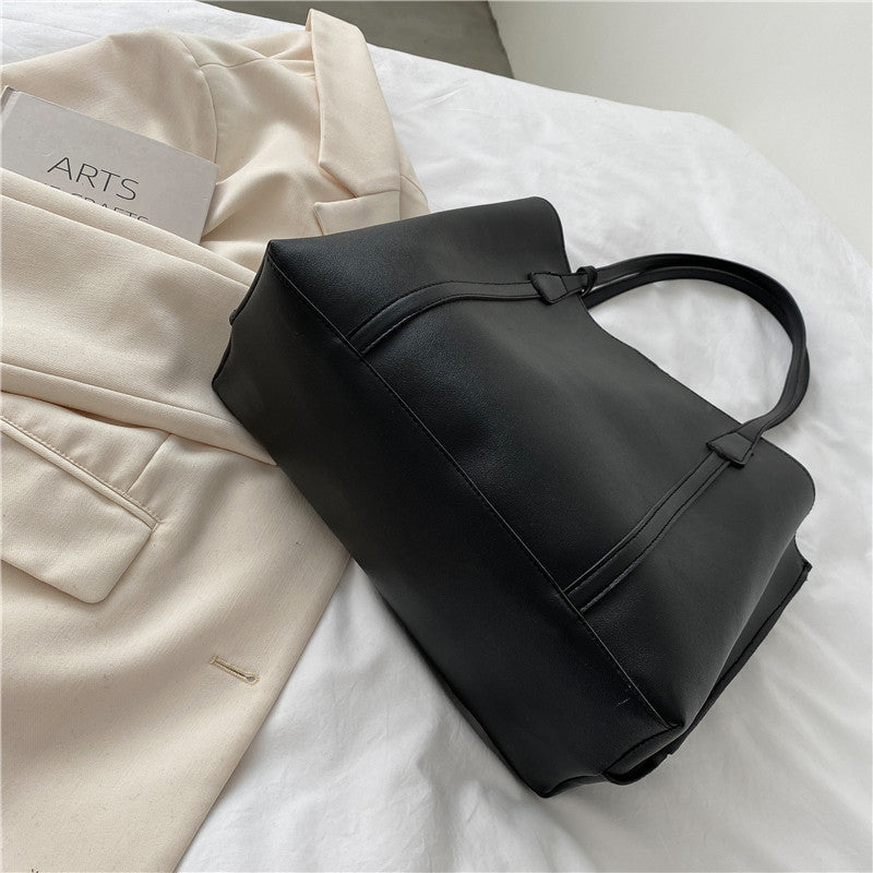 Autumn and winter large bags for women 2021 new Korean style trendy simple large-capacity soft leather tote bag casual versatile shoulder bag