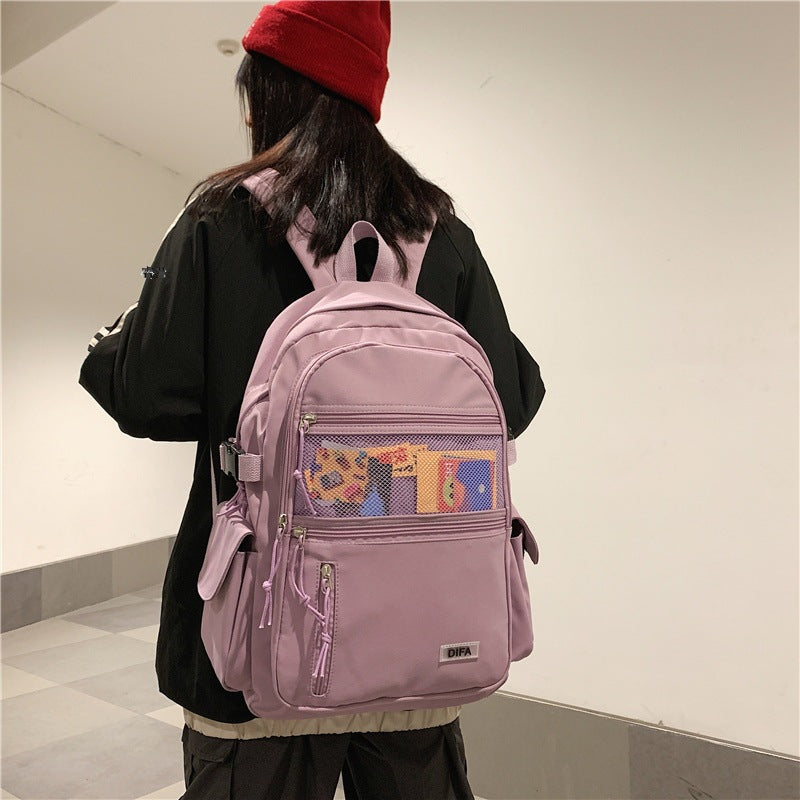 ins Japanese workwear schoolbag men's backpack women's Korean style high school college student simple backpack large capacity backpack