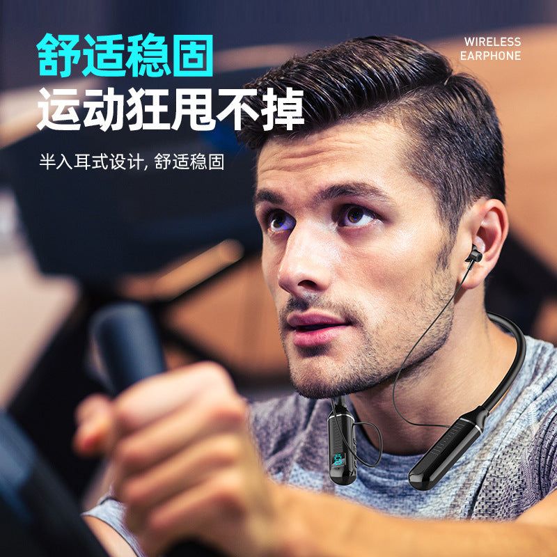 Baitong Bluetooth 5.2 binaural hanging neck subwoofer sports earphones in-ear wireless stereo sports running earphones
