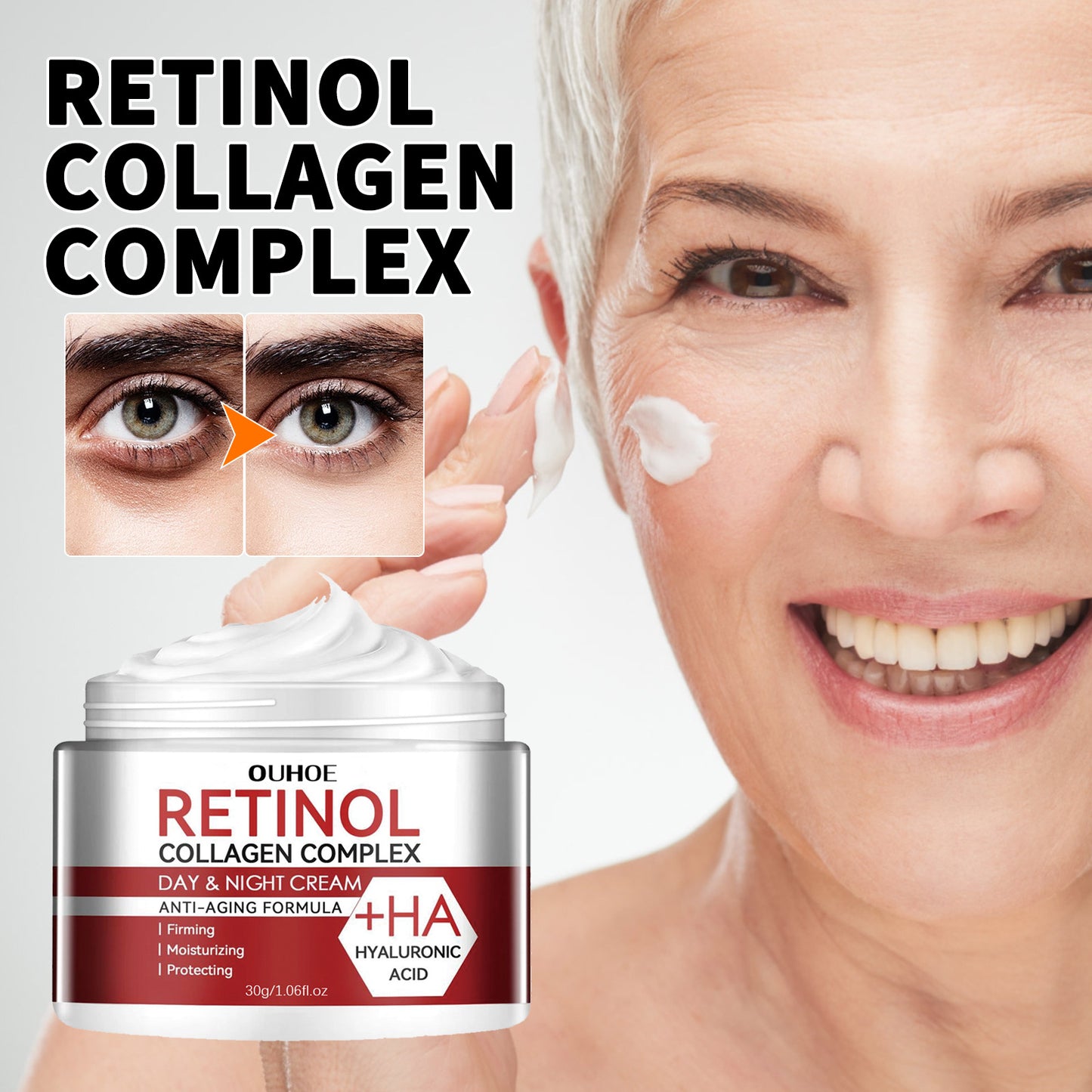 OUHOE Retinol Moisturizing Cream Fades Fine Lines and Dark Circles Moisturizing Anti-Wrinkle Firming Pores Anti-Aging Cream